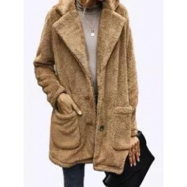 Casual Loose Solid Single Breasted Plush Cardigan Coat