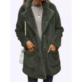 Casual Loose Solid Single Breasted Plush Cardigan Coat