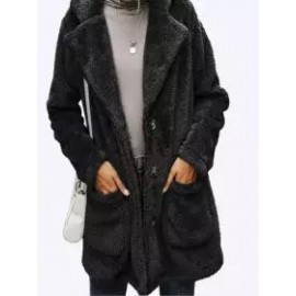 Casual Loose Solid Single Breasted Plush Cardigan Coat