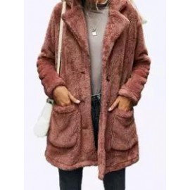 Casual Loose Solid Single Breasted Plush Cardigan Coat