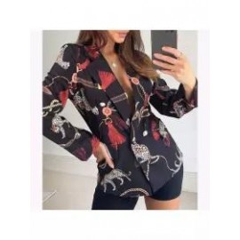 Scarf Print Double Button Flap Detail Blazer