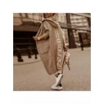 Women's Fashion Casual Letter Print Hooded Long Sleeve Coat