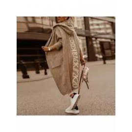 Women's Fashion Casual Letter Print Hooded Long Sleeve Coat