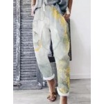 Casual Floral Print High Waist Trousers
