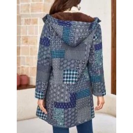 Ladies Ethnic Pattern Cotton Hooded Jacket