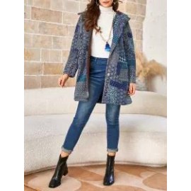 Ladies Ethnic Pattern Cotton Hooded Jacket