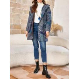 Ladies Ethnic Pattern Cotton Hooded Jacket
