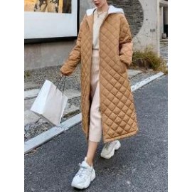 Women's Plaid Long Cotton Coat For Women