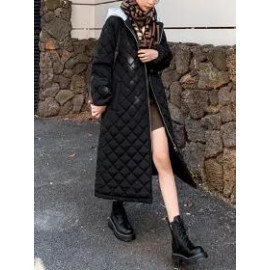 Women's Plaid Long Cotton Coat For Women