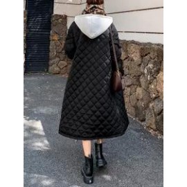 Women's Plaid Long Cotton Coat For Women