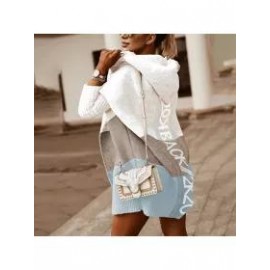 Fashion Color Matching Letter Printed Cardigan