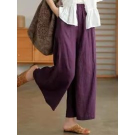 Casual Loose Solid Color Wide Leg Pants