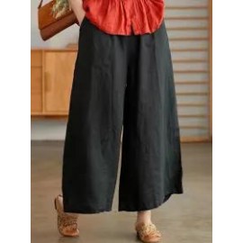 Casual Loose Solid Color Wide Leg Pants