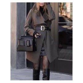 Fashion All-match Solid Color Woolen Coat