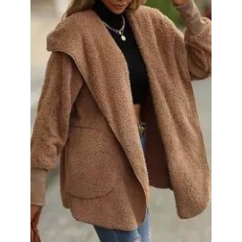 Lambwool Double Face Cashmere Hooded Long Sleeve Jacket