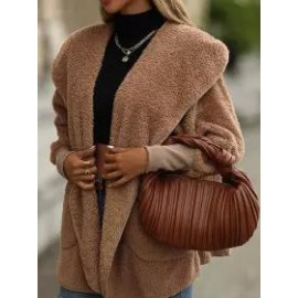 Lambwool Double Face Cashmere Hooded Long Sleeve Jacket