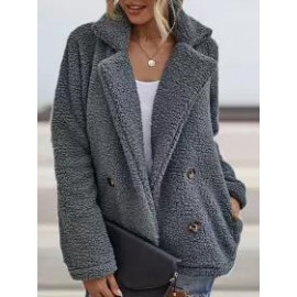 Casual Loose Lamb Wool Double-Breasted Cardigan Coat