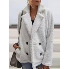 Casual Loose Lamb Wool Double-Breasted Cardigan Coat