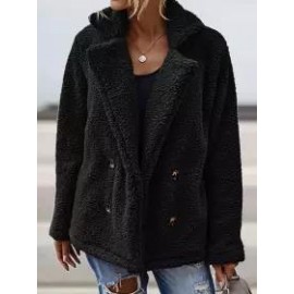 Casual Loose Lamb Wool Double-Breasted Cardigan Coat