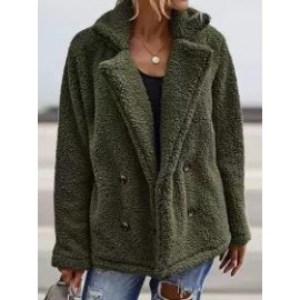 Casual Loose Lamb Wool Double-Breasted Cardigan Coat