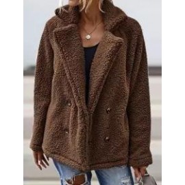 Casual Loose Lamb Wool Double-Breasted Cardigan Coat