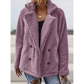 Casual Loose Lamb Wool Double-Breasted Cardigan Coat