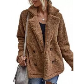 Casual Loose Lamb Wool Double-Breasted Cardigan Coat