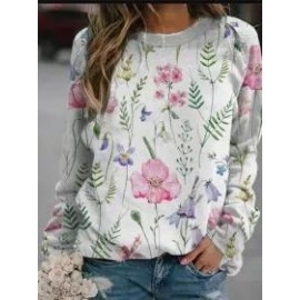 Casual Crew Neck Loose Long Sleeve Sweatshirts