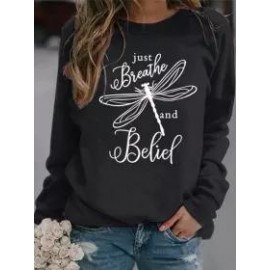 Casual Crew Neck Loose Long Sleeve Sweatshirts