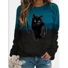 Casual Crew Neck Loose Long Sleeve Sweatshirts