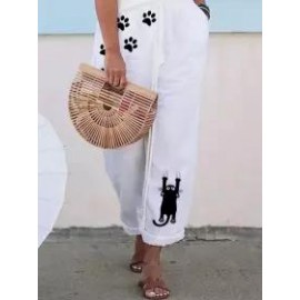 Fashion Cat Print Casual Loose Pants
