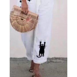 Fashion Cat Print Casual Loose Pants