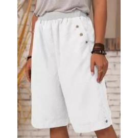 Cotton Linen Solid Color Casual Straight Pants
