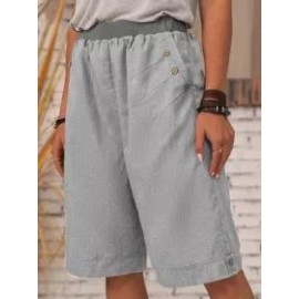 Cotton Linen Solid Color Casual Straight Pants