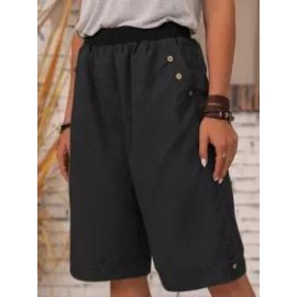 Cotton Linen Solid Color Casual Straight Pants