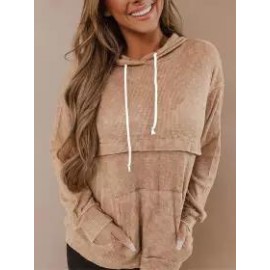 Casual Loose Pocket Solid Hoodie