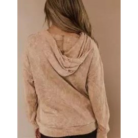 Casual Loose Pocket Solid Hoodie