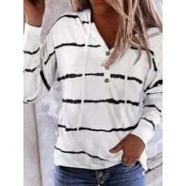 Casual Striped Long Sleeve Hoodie Sweatshirt