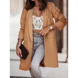 Casual Pocket Solid Color Long Sleeve Coat