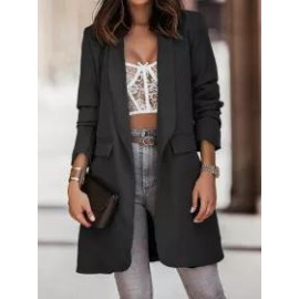 Casual Pocket Solid Color Long Sleeve Coat