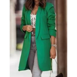 Casual Pocket Solid Color Long Sleeve Coat