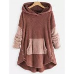 Contrast Stitching Double-sided Plush Casual Hoodie
