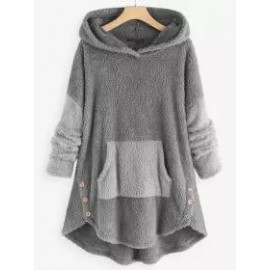 Contrast Stitching Double-sided Plush Casual Hoodie