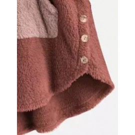 Contrast Stitching Double-sided Plush Casual Hoodie