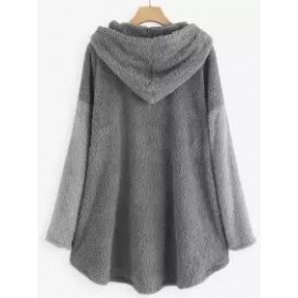 Contrast Stitching Double-sided Plush Casual Hoodie