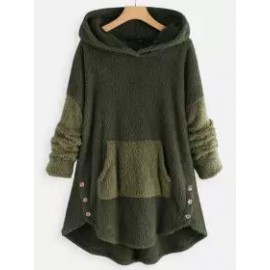 Contrast Stitching Double-sided Plush Casual Hoodie