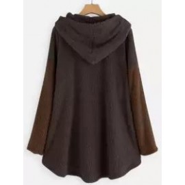 Contrast Stitching Double-sided Plush Casual Hoodie