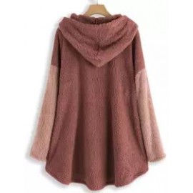Contrast Stitching Double-sided Plush Casual Hoodie