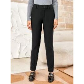 Women's Casual Solid Color Button-decorated Trousers