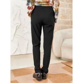 Women's Casual Solid Color Button-decorated Trousers